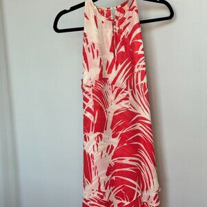 Parker Red & White Printed Halter Dress – Size M